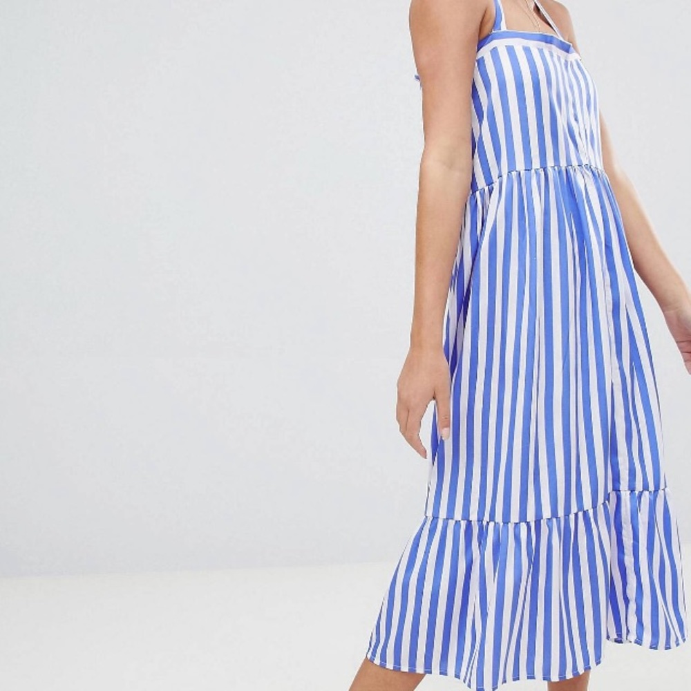 Blue white striped dress
